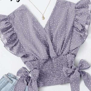 SHEIN Purple Ruffled Sleeveless Blouse